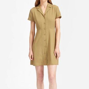 Everlane Japanese Goweave Notch Shirt Dress Women's Size 4 Green Short Sleeve